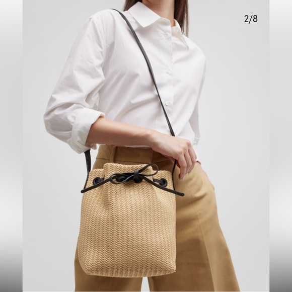 Mansur Gavriel Mini Drawstring Raffia Bucket Bag - EUC! - Picture 2 of 10